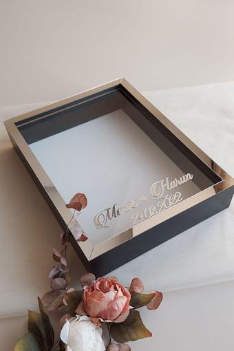 Verda Çerçeve 30X40 Cm 7 Cm Derin Siyah-Gümüş Gül Anı Çerçevesi! Gül Kutusu-Hkm Ticaret