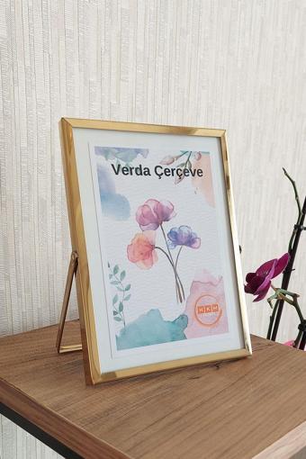 Verda Çerçeve 13X18 Cm Metal Çerçeve! Şık Dekoratif Fotoğraf Çerçevesi! Ayaklı Tek Camlı Çerçeve