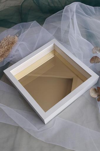 Verda Çerçeve 25X25 Cm Verda Anı Gold Zemin Çerçevesi-6 Cm Derinlikli Anı Çerçevesi Gül Kutusu