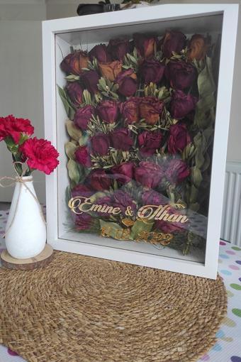 Verda Çerçeve 30X40 Cm 8 Cm Derin Beyaz Gül Anı Çerçevesi! Gül Kutusu-Hkm Ticaret. Isimli