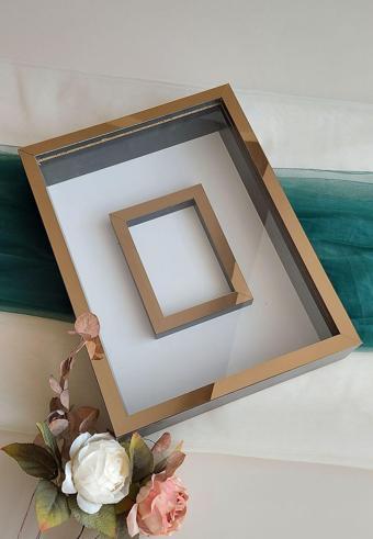 Verda Çerçeve 30X40 Cm Siyah-Bronz Fotoğraf Bölümlü Gül Saklama Anı Çerçevesi-6 Cm Anı Çerçevesi Gül Kutusu