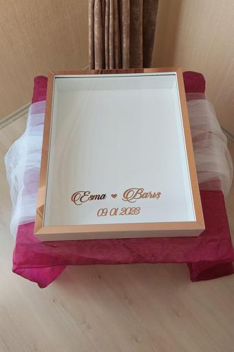 Verda Çerçeve 40X50 Cm Beyaz-Rose Derin Ledsiz Gül Anı Çerçevesi! Gül Kutusu