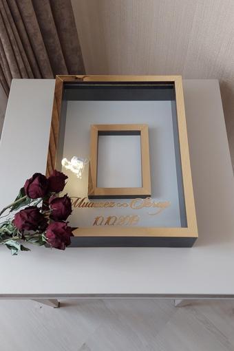 Verda Çerçeve 30X40 Cm Ledli Gold-Siyah Fotoğraf Bölümlü Tasarım Gül Kutusu Anı Çerçevesi! Ayna Çerçeve!