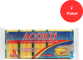 Acord 5 li Oluklu Bulaşık Süngeri 2 Paket