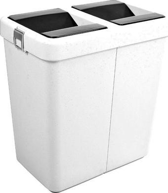 Motek 80 Litre Hassas Kapaklı Çift Gözlü Geri dönüşüm Çöp Kovası