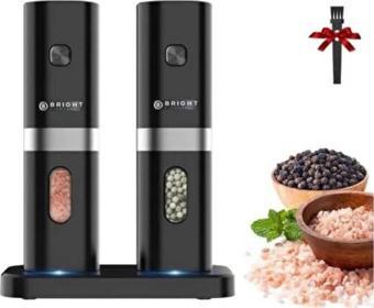 Bright Elegance Be-2220 2'li Standlı Pilli Led Işıklı Otomatik Tuz Ve Karabiber Öğütücü Değirmeni   