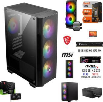 AMD RYZEN 5 9600X 32 GB RAM 1 TB SSD RTX 4060 SIVI SOĞUTMA MSİ GAMİNG PC