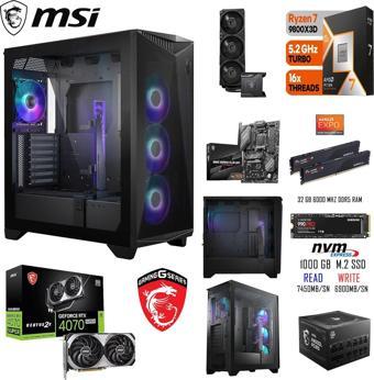 AMD RYZEN 7 9800X3D 32 GB RAM 1 TB SSD RTX 4070 SÜPER SIVI SOĞUTMA MSİ GAMİNG PC