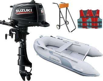 Suzuki 6 HP Deniz Motoru + Coralsea 290 Ahşap Tabanlı Bot