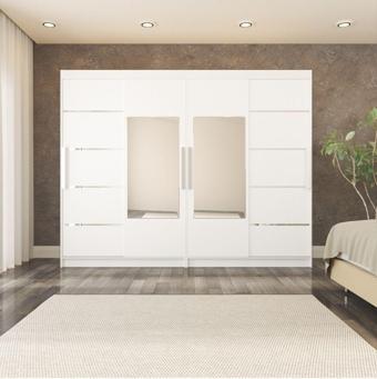 Sürgülü Gardırop Dört Kapaklı 320/210 Cm (PARLAK BEYAZ)
