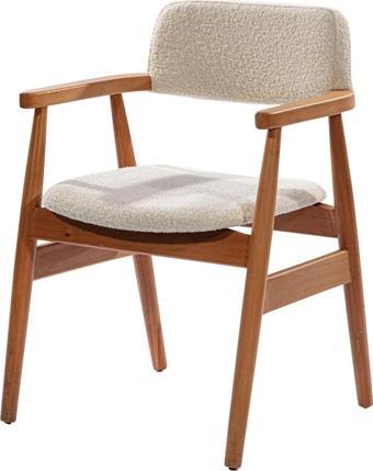 Gazzini Furniture Rio Teddy Krem Natural Ahşap Sandalye 50x60 cm