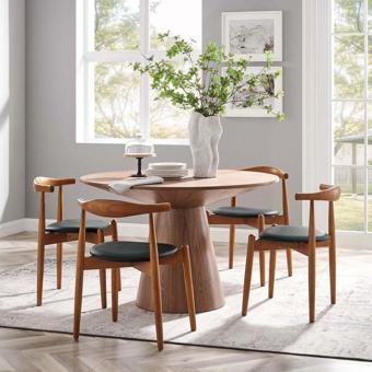 Gazzini Furniture Aarhus Siyah Iskandinav Natural Bohem Ahşap Sandalye ( 1 Adet) 52x48 cm