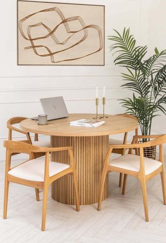 Gazzini Furniture Helsinki Krem C Model Bohem Beyaz Ahşap Sandalye