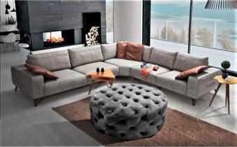 Gazzini Furniture Açık Gri Yuvarlak Chester Model Kapitoneli Orta Puf 85x85 cm