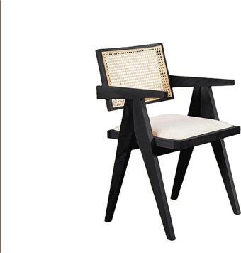 Gazzini Furniture Luna Beyaz Pergel Hazeranlı Model Hasırlı Siyah Ahşap Sandalye