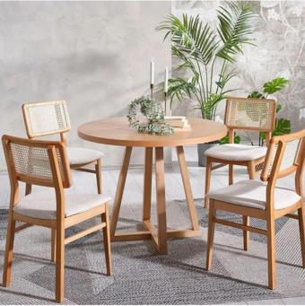 Gazzini Furniture Visby Krem Sedef Natural Ahşap Bohem Sandalye (1 Adet) 44x48 cm