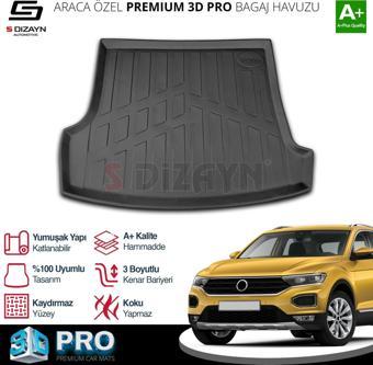 S-Dizayn VW T-Roc 3D Pro Bagaj Havuzu Üst Bagaj 2019 Üzeri A+ Kalite