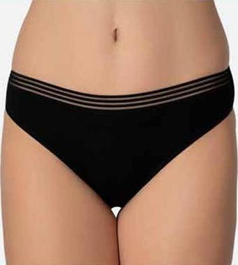 İmer Bayan Modal İnce Tül Çizgili Lastik Slip Bikini Külot 4275