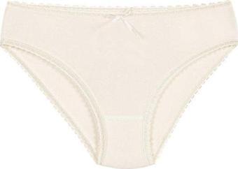 12 Adet Yıldız Bayan Bambu Dantelli Bikini Külot Ekru 3882