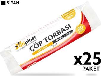 Atiplast Çöp Torbası Standart Orta Boy 70 gr 55 x 60 cm Siyah 25 Rulo