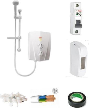 Banyo Tipi Elektrikli Şofben V1200 10 Mt Kablolu Tam Takım Set