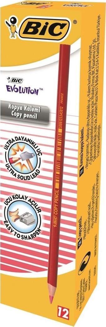 Bic Evolution Kırmızı Kopya Kalemi 12'li Kutu
