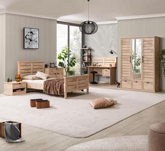 Polo Genç Odası - 3 Kapaklı Dolap, Karyola, Komodin, Çalışma Masası, Şifonyer, Kitaplık