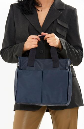 Mine Bag Çok Gözlü Shopper Venedik Kadın Çapraz Çanta Lacivert