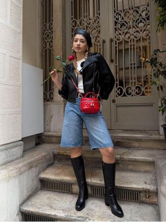 Mine Bag Suni Deri Almira Kadın Çapraz Çanta Kırmızı
