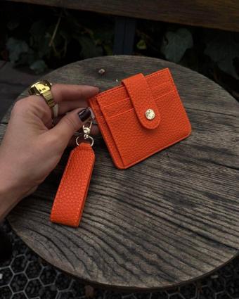 Mine Bag Suni Deri Kadın Kartlık Turuncu Mn100