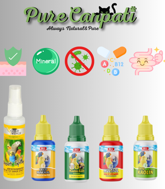 PureCanpati Tam Kuş Vitamin Ve Bakım Seti(Muhabbet,Paraket,Kanarya,Papağan)