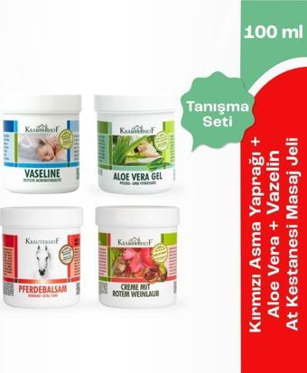 Krauterhof Tanışma Seti 100 ml x4 (At Kestanesi Jeli, Aloe Vera Jel, Kırmızı Asma Yaprağı Kremi, Vazelin)