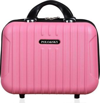 Polo&Sky Class Model Pembe Renk Abs Makyaj Çantası El Valizi