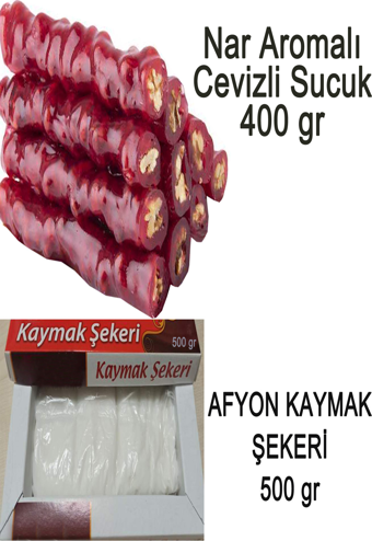 500 gr Afyon Kaymak Şekeri & 400 gr Nar Aromalı Cevizli Sucuk Afyonkarahisar'dan