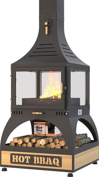Hot Square Orta Şömine Seramik Camlı