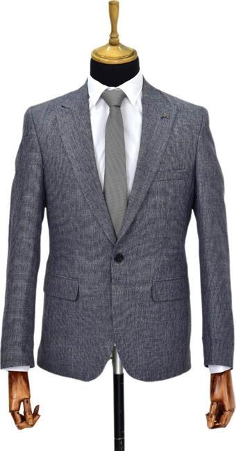 Erkek Lacivert Tek Spor Ceket Çift Yırtmaçlı BGL-ST03979