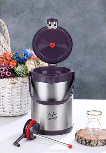 2,5 Lt. Çelik Termos Pompalı - Çay Termosu Siyah