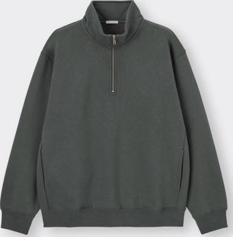Erkek Dik Yaka Fermuarlı Sweatshirt FÜME