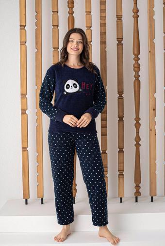 Lukitus Kadın Desenli Polar Pijama Takımı