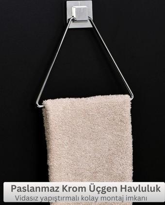 Hagen Paslanmaz Banyo Havluluk Mutfak Havluluk Güçlü Yapıştırma Üçgen Metal Havluluk Yapışkanlı Havluluk