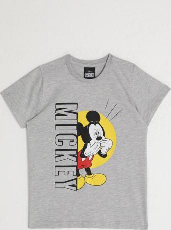 Mickey Mouse D4798-2 Erkek Çocuk Tişört Gri Melanj