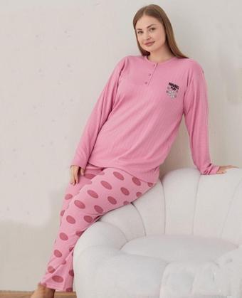 Lukitus Büyük Beden Battal İnterlok Kadın Pijama Takımı