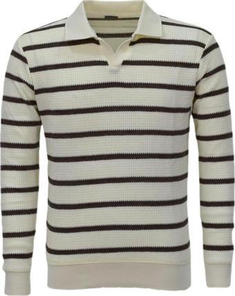 Erkek Spor Çizgili Mevsimlik Triko Polo Yaka Kazak BGL-ST03931