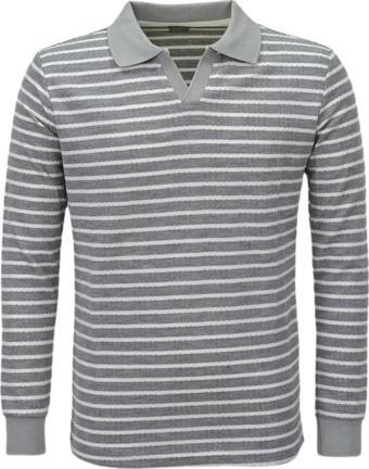 Erkek Spor Çizgili Mevsimlik Triko Polo Yaka Kazak BGL-ST03930