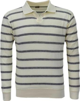 Erkek Spor Çizgili Mevsimlik Triko Polo Yaka Kazak BGL-ST03931