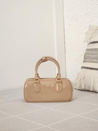 Moom Bag Kadın Bej Silikon Çift Kulplu Askılı El & Omuz Çantası