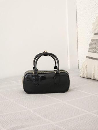 Moom Bag Kadın Siyah Silikon Çift Kulplu Askılı El & Omuz Çantası