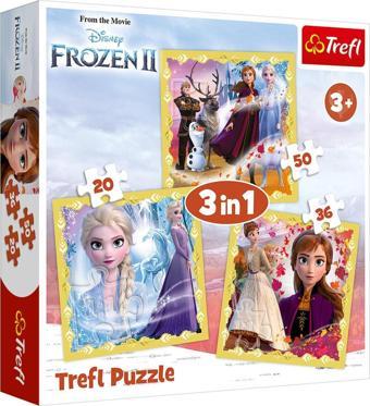 Trefl Puzzle Frozen 2, The Power of Anna and Elsa 3'lü 20+36+50 Parça Yapboz 