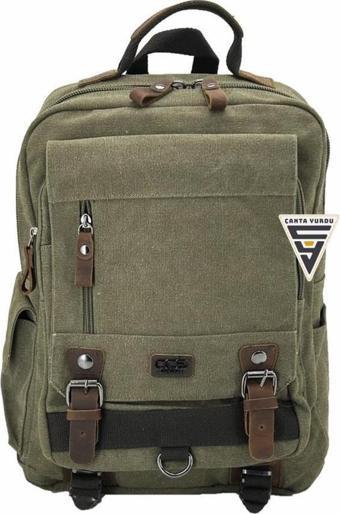Ççs London 51565 Kanvas Laptop Sırt Çantası Haki