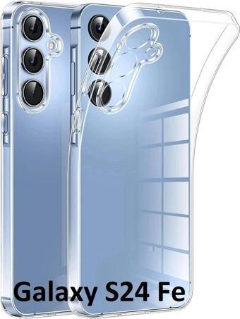 Galaxy S24 Fe Uyumlu Kılıf Kamera Korumalı Şeffaf Esnek Renksiz Silikon Kapak